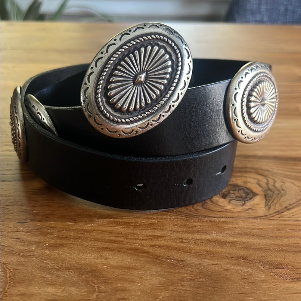 Lauren Ralph Lauren Black Belt with Decorative Silver Buckles